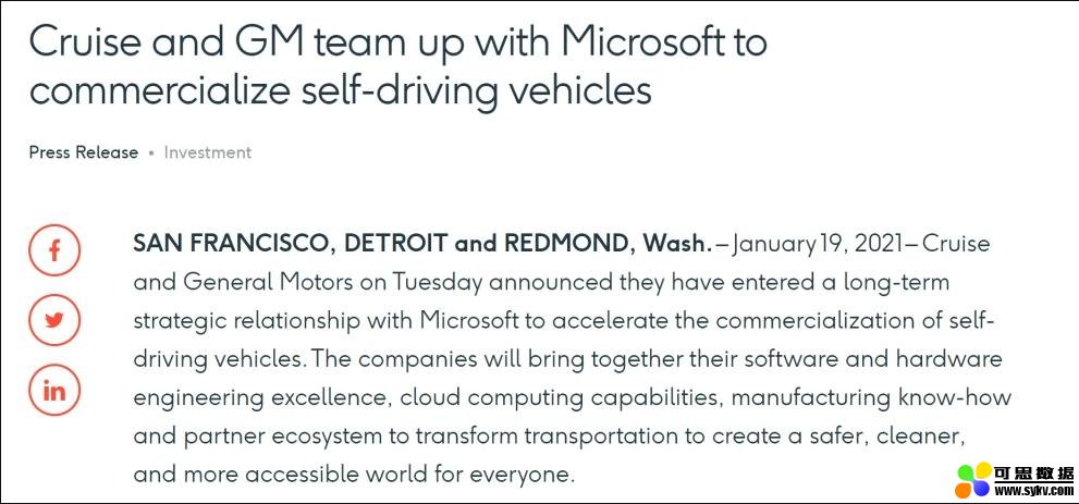 微软加入自动驾驶